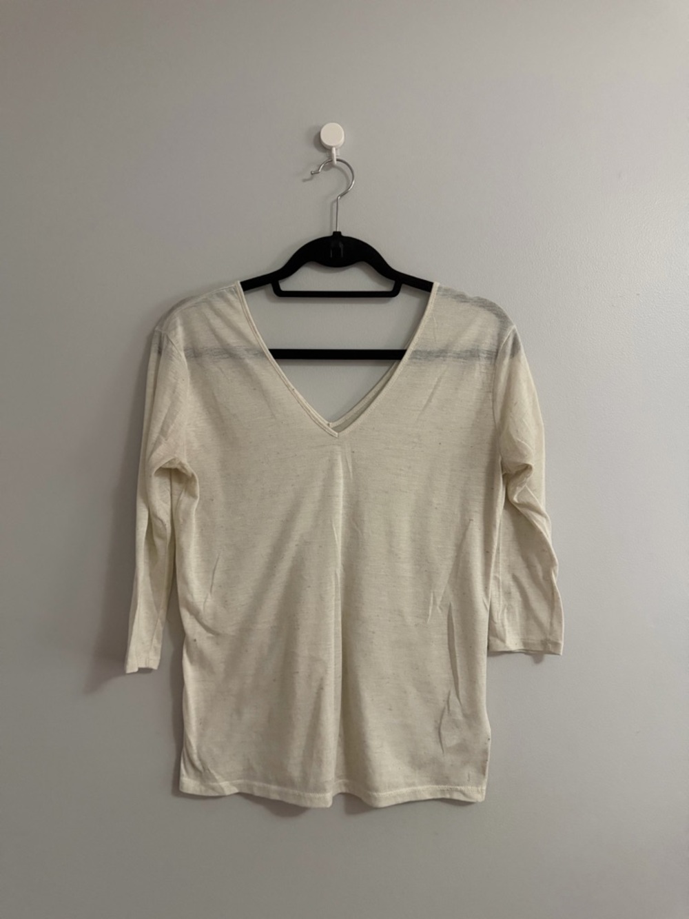 BDG Cream V-Neck Long Sleeve Top